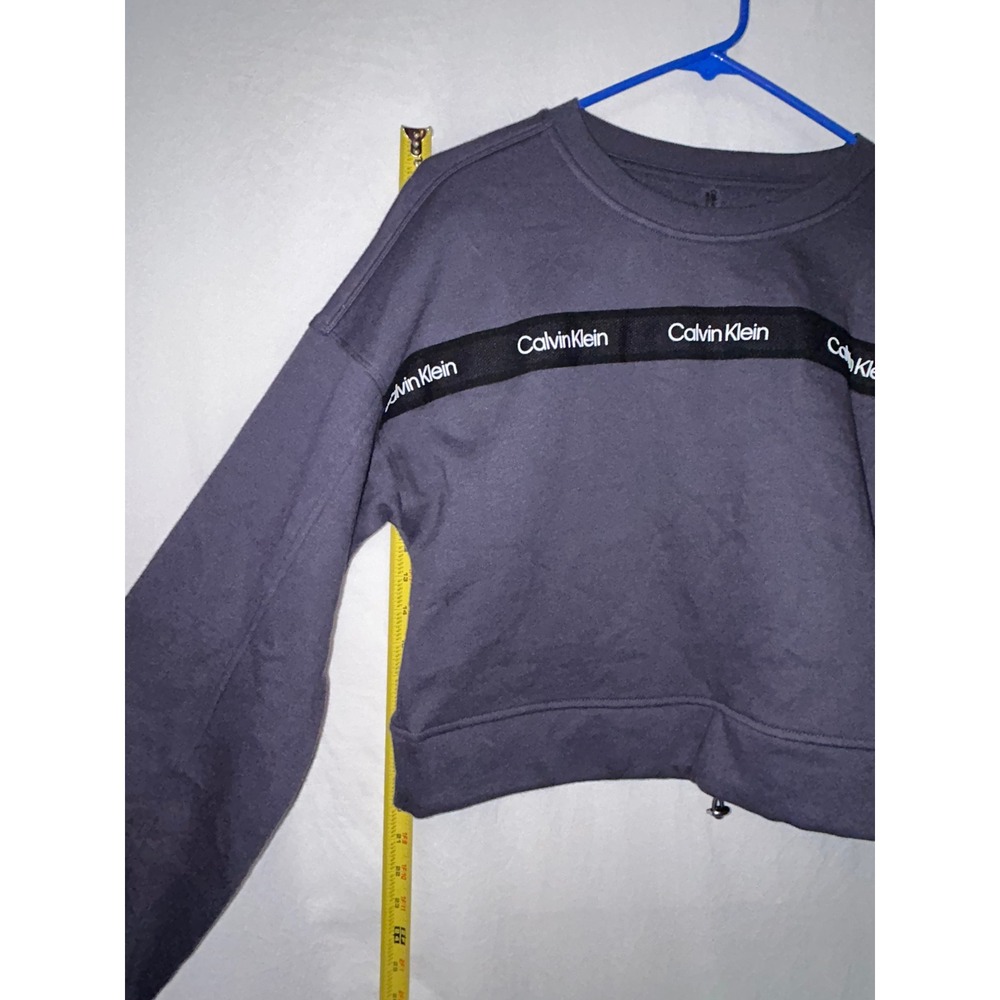 Calvin Klein Performance Women's Logo Tape‎ Cropped Sweatshirt Pullover Top - Picture 7 of 8